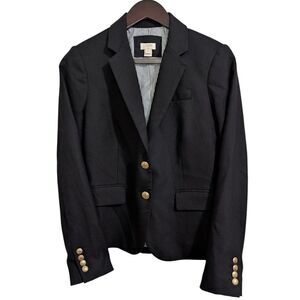 J.Crew Schoolboy Blazer in Black - Gold Crest Buttons - Size 2